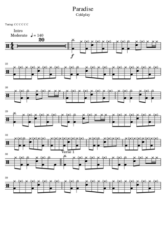 Coldplay Paradise score for Drums