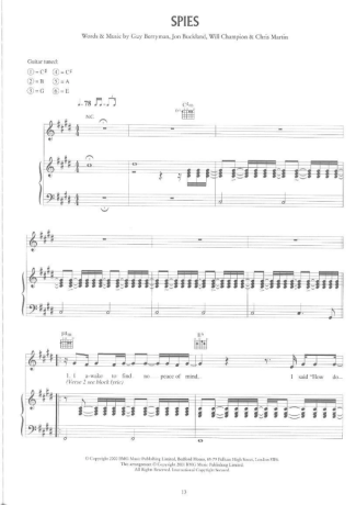 Coldplay  score for Piano