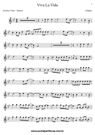 Coldplay  score for Tenor Saxophone Soprano (Bb)