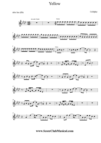 Coldplay  score for Alto Saxophone