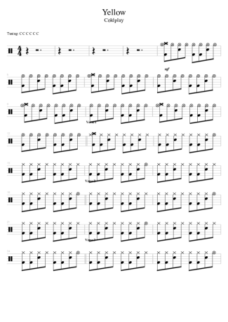 Coldplay Yellow score for Drums