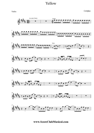 Coldplay  score for Violin