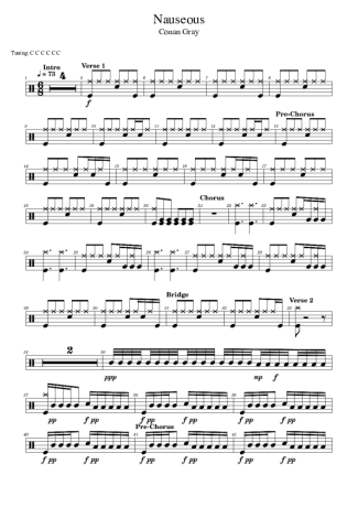 Conan Gray Nauseous score for Drums