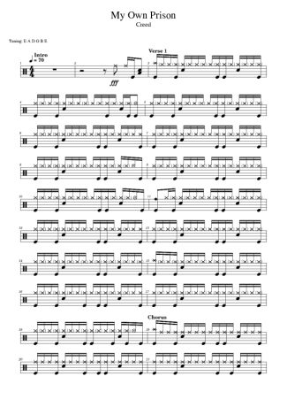 Creed My Own Prison score for Drums