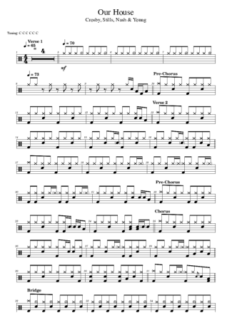 Crosby, Stills, Nash and Young Our House score for Drums