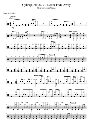 Cyberpunk 2077 Never Fade Away score for Drums