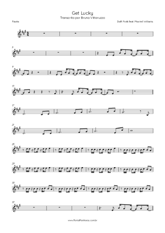 Daft Punk Get Lucky (feat. Pharrell Williams and Nile Rodgers) score for Flute