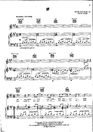 David Gates If score for Piano