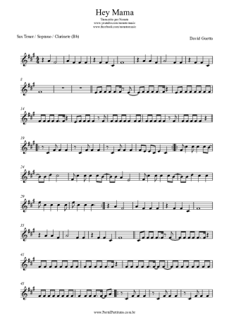 David Guetta Hey Mama score for Clarinet (Bb)