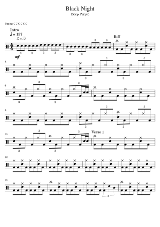 Deep Purple Black Night score for Drums