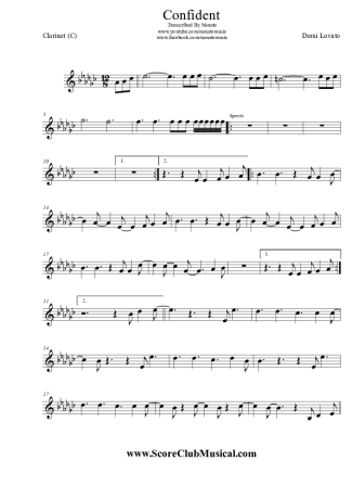 Demi Lovato Confident score for Clarinet (C)