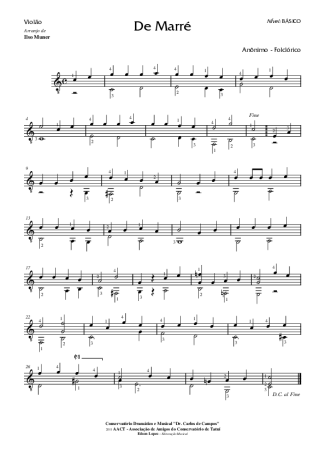 Desconhecido De Marré score for Acoustic Guitar