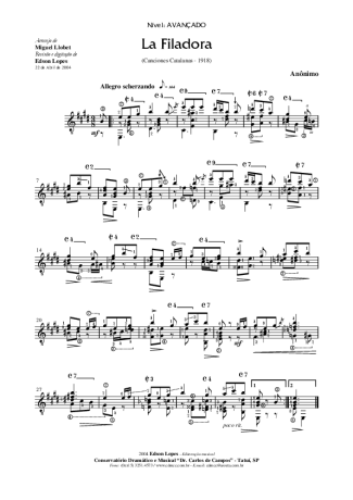 Desconhecido La Filadora score for Acoustic Guitar