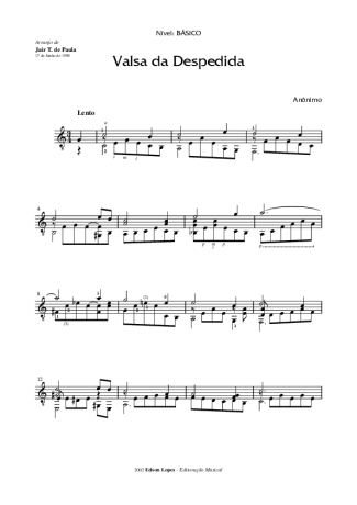 Desconhecido Valsa da Despedida score for Acoustic Guitar