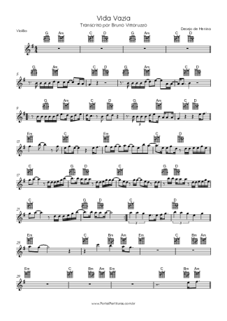 Desejo de Menina Vida Vazia score for Acoustic Guitar