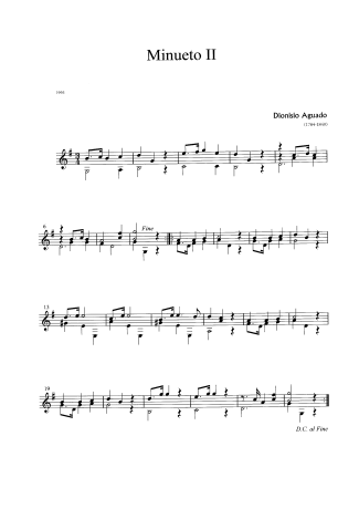 Dionisio Aguado Minueto II score for Acoustic Guitar