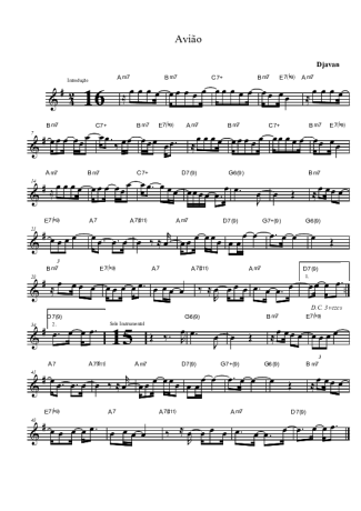 Djavan Avião score for Clarinet (Bb)