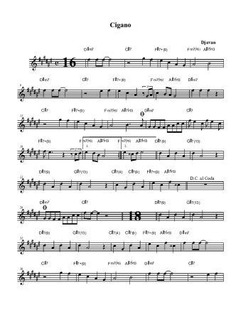 Djavan  score for Clarinet (Bb)