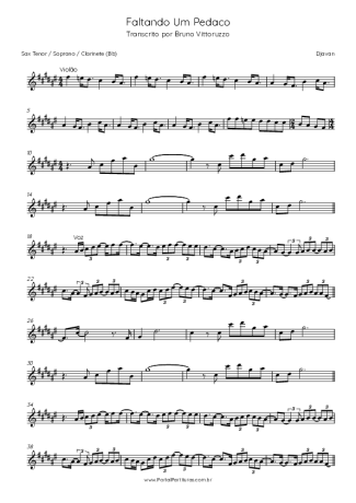 Djavan  score for Tenor Saxophone Soprano (Bb)