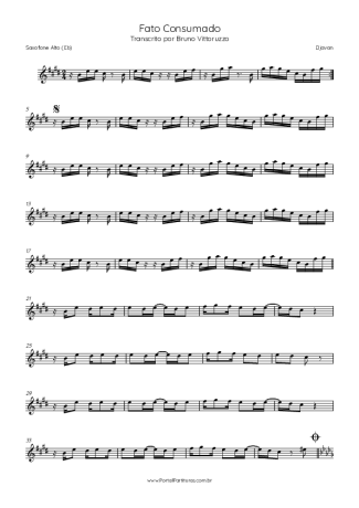 Djavan Fato Consumado score for Alto Saxophone