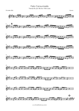 Djavan  score for Clarinet (Bb)