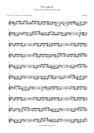 Djavan  score for Clarinet (Bb)