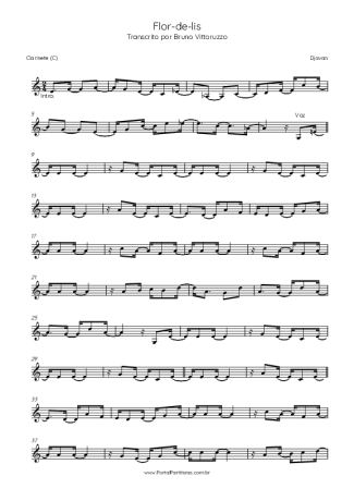 Djavan Flor De Lis score for Clarinet (C)