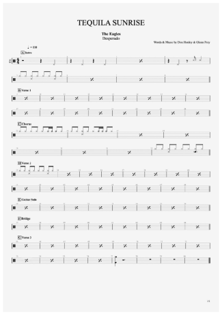 Eagles Tequila Sunrise score for Drums