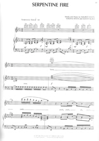 Earth Wind And Fire  score for Piano