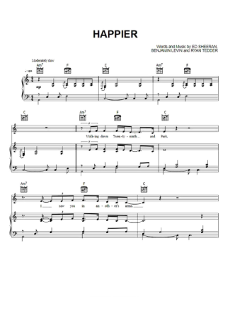 Ed Sheeran Happier score for Piano