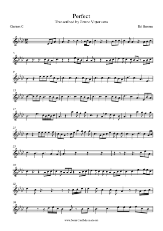 Ed Sheeran Perfect score for Clarinet (C)