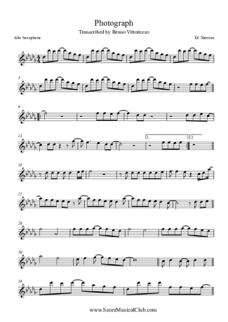 Ed Sheeran  score for Alto Saxophone