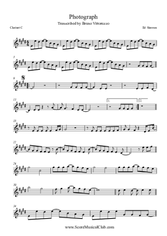 Ed Sheeran  score for Clarinet (C)