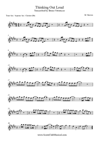 Ed Sheeran Thinking Out Loud score for Tenor Saxophone Soprano (Bb)