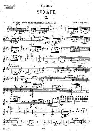 Edvard Grieg  score for Violin