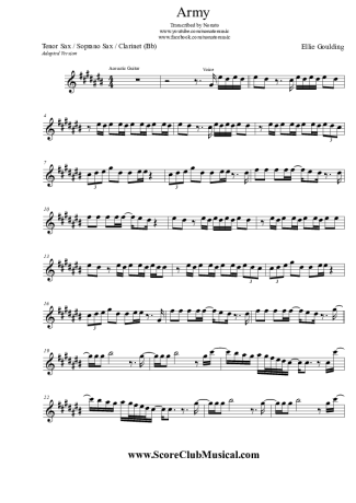 Ellie Goulding   score for Tenor Saxophone Soprano (Bb)