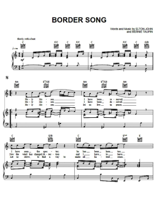 Elton John Border Song score for Piano