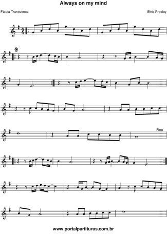 Elvis Presley  score for Flute