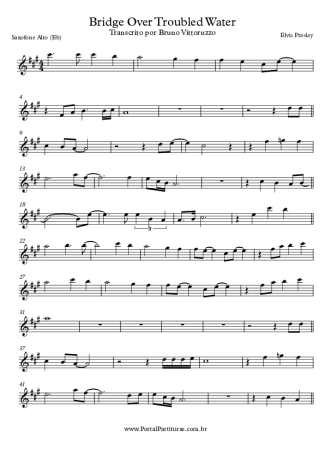 Elvis Presley Bridge Over Troubled Water score for Alto Saxophone