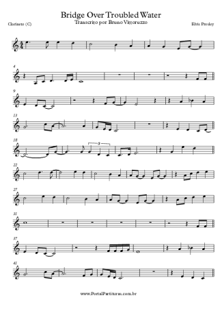 Elvis Presley Bridge Over Troubled Water score for Clarinet (C)