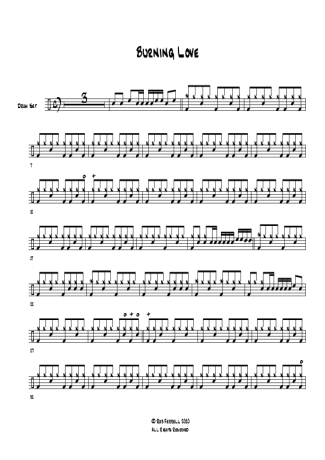 Elvis Presley Burning Love score for Drums