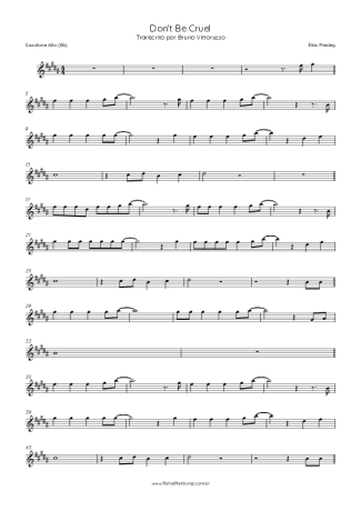 Elvis Presley Don´t Be Cruel score for Alto Saxophone