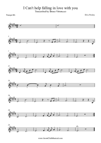 Elvis Presley  score for Trumpet