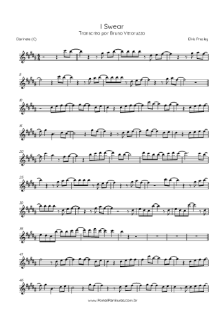 Elvis Presley I Swear score for Clarinet (C)