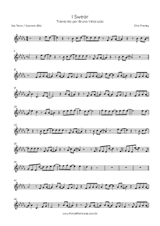 Elvis Presley  score for Tenor Saxophone Soprano (Bb)