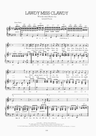 Elvis Presley Lawdy Miss Clawdy score for Piano