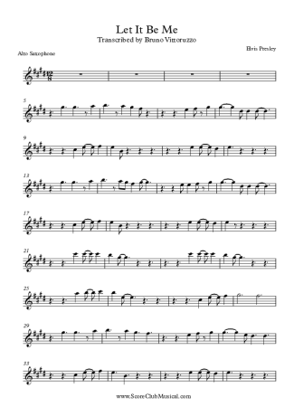 Elvis Presley Let It Be Me score for Alto Saxophone