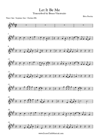 Elvis Presley  score for Clarinet (Bb)