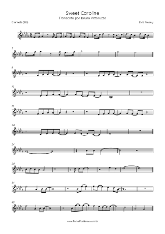 Elvis Presley  score for Clarinet (Bb)