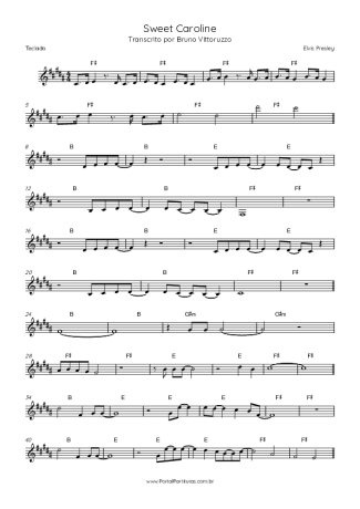 Elvis Presley Sweet Caroline score for Keyboard